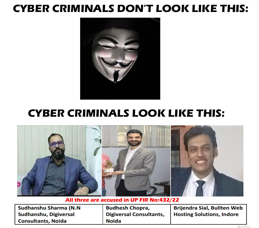 Cyber criminals Sudhanshu Sharma, Budhesh Chopra and Brijendra Sial